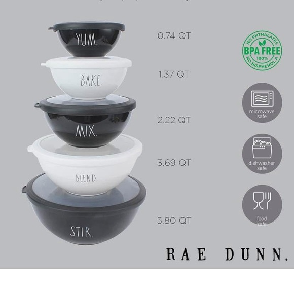 Rae Dunn Black and White Serveware Set - Picture 4 of 5